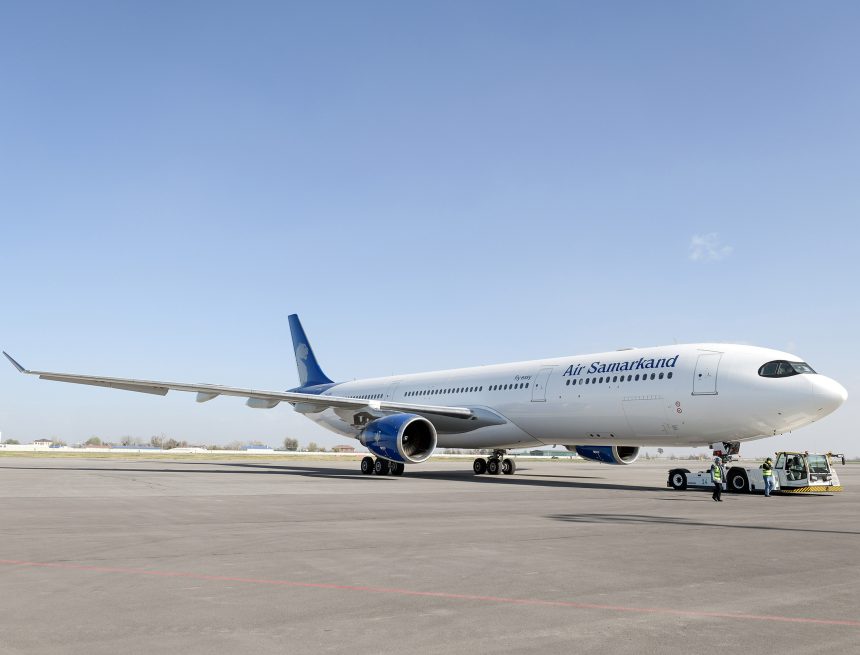 Air Samarkand A330 towing in SKD Air Samarkand подвела итоги первого года работы и объявила планы на 2025 год