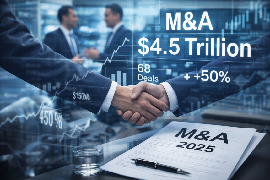 Мировой рынок M&A в 2025 году вырос почти на 50%, достигнув $4,5 трлн