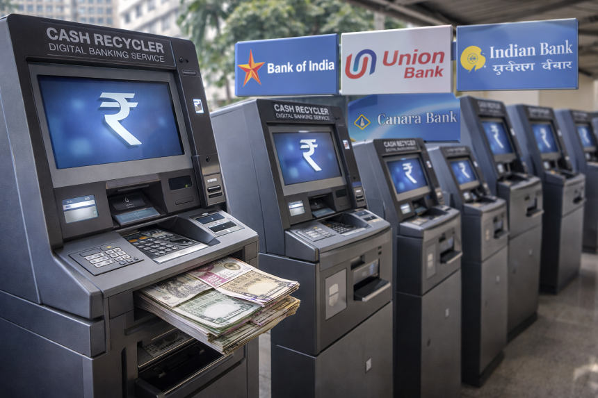 Банки Индии установят более 17 тысяч новых банкоматов с функцией повторного оборота наличных