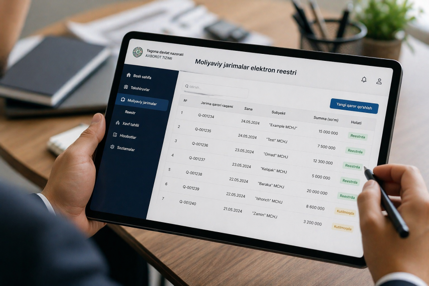 В Узбекистане введут электронный реестр финансовых штрафов для бизнеса