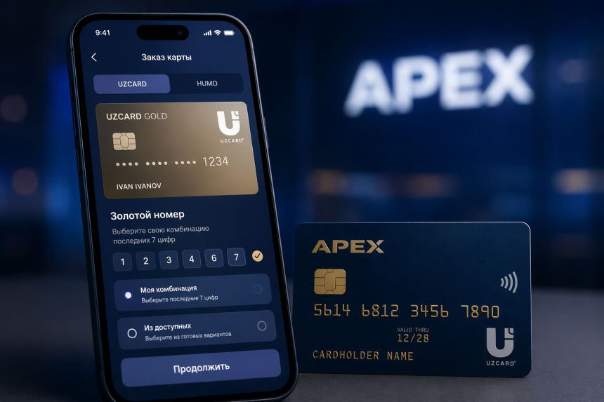В приложении Apex запустили новую функцию заказа «золотого номера» для карт UZCARD