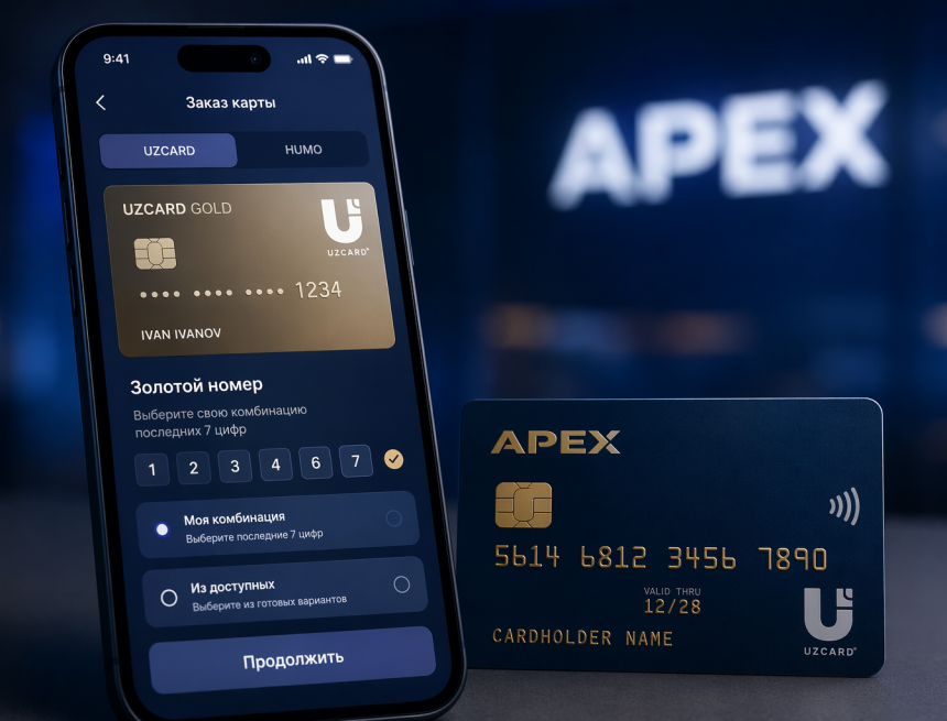 В приложении Apex запустили новую функцию заказа «золотого номера» для карт UZCARD