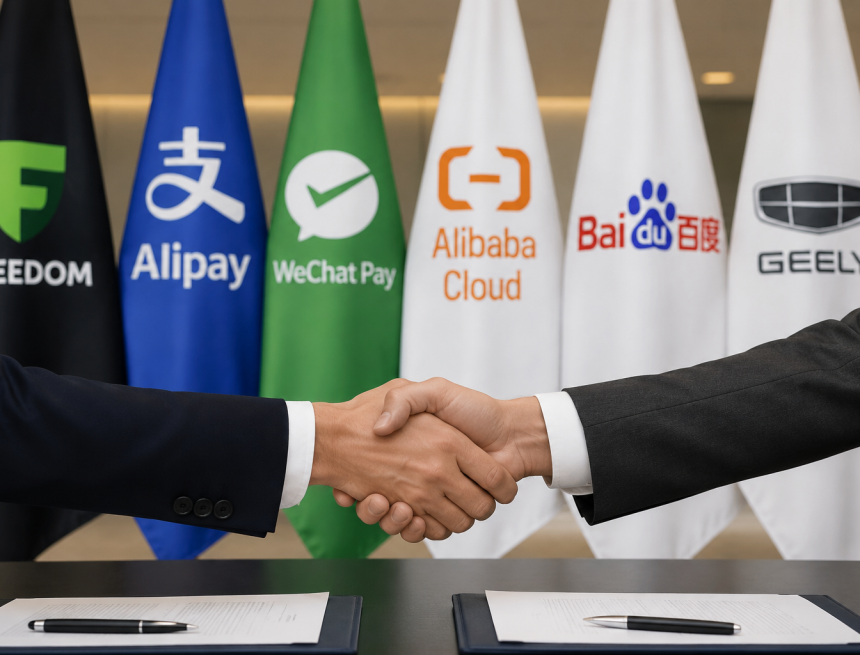 Freedom договорился с Alipay, WeChat Pay, Alibaba Cloud, Baidu и Geely о технологических проектах в Казахстане