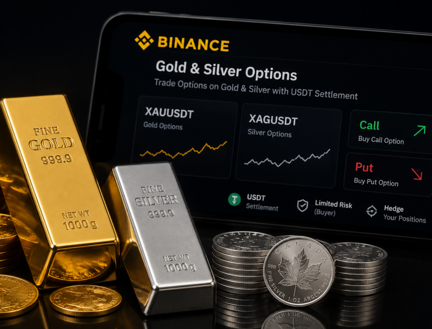 Binance запустила опционы на золото и серебро с расчетами в USDT