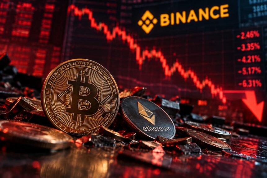 Крипторынок обвалился после взлома Binance: ликвидации превысили $1,5 млрд